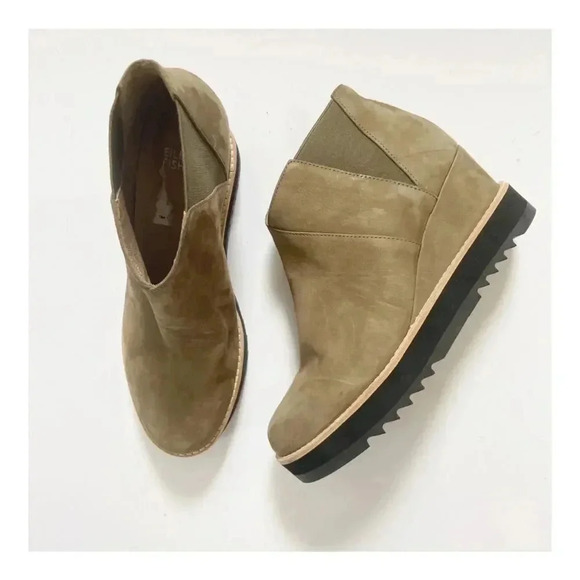 NEW Eileen Fisher Caddy Nubuck Suede Wedge Booties size 8.5 - Picture 1 of 7